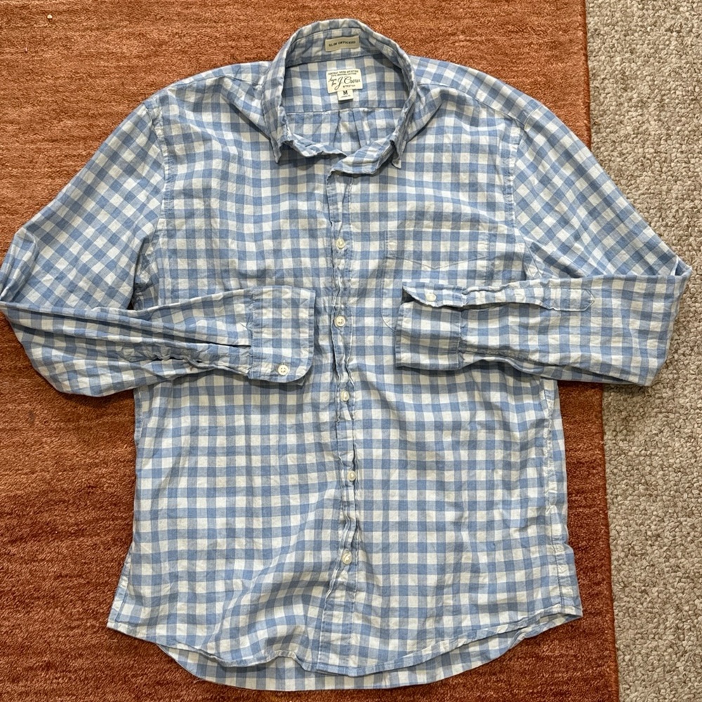 J Crew Slim Fit Blue Gingham Casual Shirt Medium